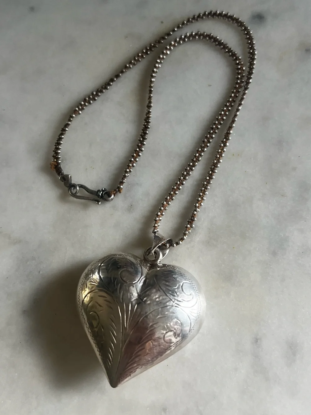 Vintage Sterling Silver Oversized 2” Puffy Heart Necklace 925 Statement 22g - Picture 7 of 16